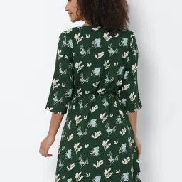 Solly by Allen Solly Green Printed Above Knee A-Line Dress image 2