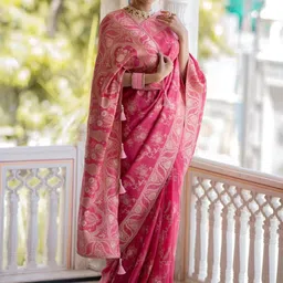 PRISHA FASHION Woven Design Zari Art Silk Handloom Banarasi Saree-picture-27