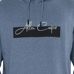 Allen cooper Blue Melange Regular fit Printed Hooded Sweatshirt image 4