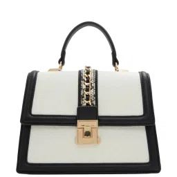Aldo Black & White Synthetic Medium Satchel Handbag image 1