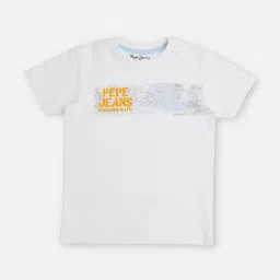 Pepe Jeans Kids White Graphic Print T-Shirt image 1