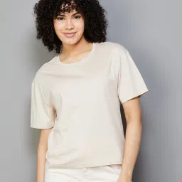 Fame Forever by Lifestyle Beige Regular Fit T-Shirt image 1