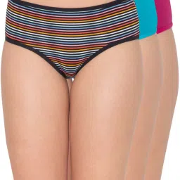 Clovia Blue & Pink Cotton Printed Hipster Panties - Pack Of 3 image 1