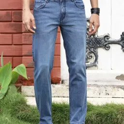 Thomas Scott Mid Blue Regular Fit Lightly Washed Stretchable Jeans image 1