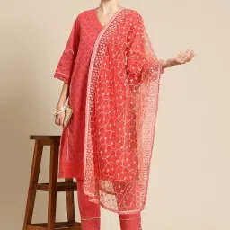 Saadgi Peach Embroidered Dupatta image 1