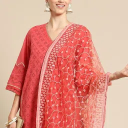 Saadgi Peach Embroidered Dupatta image 2