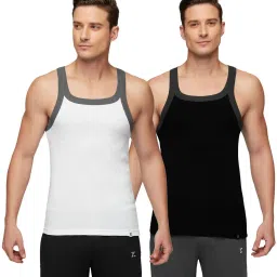 XYXX White & Black Regular Fit Vest - Pack of 2 image 1