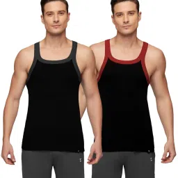 XYXX Black Regular Fit Vest - Pack of 2 image 1