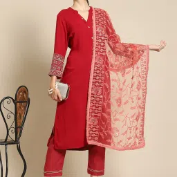 Saadgi Peach Embroidered Dupatta image 1