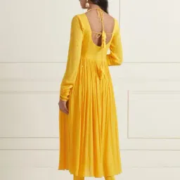 Ikshita Choudhary Yellow Naveli 2 Hand Embellished Wrinkle Cotton Gather Anarkali image 2