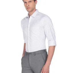 Arrow White Slim Fit Check Cotton Shirt image 3