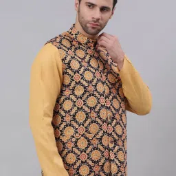 NEUDIS Black Sleeveless Mandarin Collar Nehru Jacket image 3