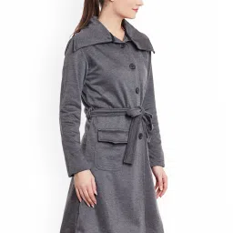 Belle Fille Dark Grey Textured Long Coat image 4