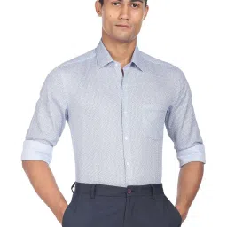 Arrow Light Blue Slim Fit Printed Cotton Shirt image 1