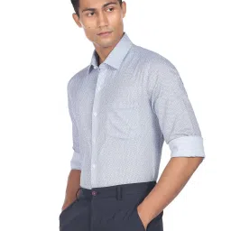 Arrow Light Blue Slim Fit Printed Cotton Shirt image 3