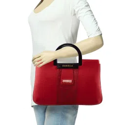 Esbeda Red Textured Medium Handbag image 2