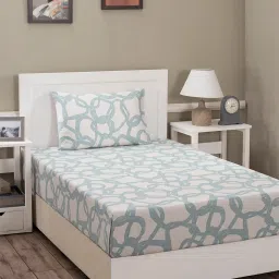 Maspar Green 210 TC Cotton Single Bed Sheet with 1 Pillow Cover image 1