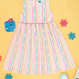 YU by Pantaloons Kids Multicolor Cotton Striped Dress-picture-18
