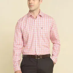 Allen Solly Peach Slim Fit Checks Formal Shirt-image-83