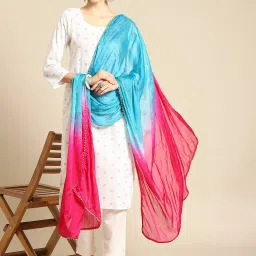 Saadgi Blue & Pink Embellished Dupatta image 1