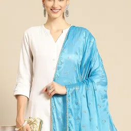 Saadgi Sky Blue Embellished Dupatta image 2