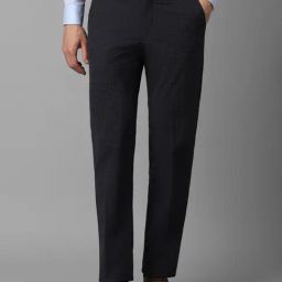 Louis Philippe Charcoal Slim Fit Checks Trousers-picture-31
