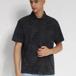 American Eagle Black Cotton Regular Fit Floral Print Shirt-image-92