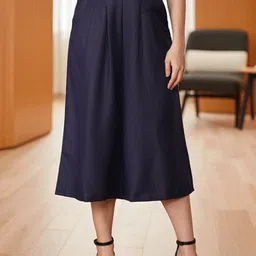 Oomph! Women Relaxed Wide Leg High-Rise Easy Wash Pleated Culottes Trousers-picture-15