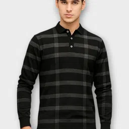 AUTNA Men Checked Polo Collar Cotton T-shirt-picture-23