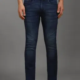Louis Philippe Navy Cotton Slim Fit Jeans-picture-43