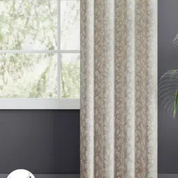 Haus & Kinder Brown Polyester Abstract Urabn leaf Eyelets 7 ft Door Curtain image 3