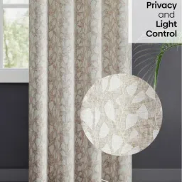 Haus & Kinder Brown Polyester Abstract Urabn leaf Eyelets 7 ft Door Curtain image 4