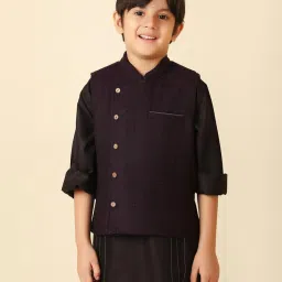 Fabindia Kids Purple Regular Fit Nehru Jacket image 1