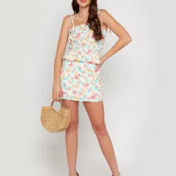 Zink London White Floral Print Skirt image 4