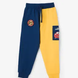 The Souled Store Boys Blue and Yellow Cotton Regular Fit Graphic Joggers-image-77