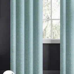 Haus & Kinder Blue Polyester Abstract Sea Breeze Eyelets Daisy 7 ft Door Curtain - Set of 2 image 3