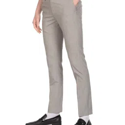 Arrow Grey Regular Fit Flat Front Trousers image 3