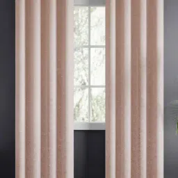 Haus & Kinder Blush Polyester Abstract Blush Daisy Eyelets 7 ft Door Curtain - Set of 2-picture-43