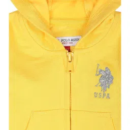 U.S. Polo Assn. Kids Yellow Solid Full Sleeves Hoodie image 3