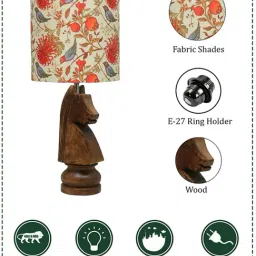 Homesake Red Wood Chess Bedside Table Desk Lamp with Shade image 5