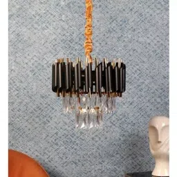 ELIANTE Torrica Cristal LED Chandlier 300 mm (12 inch) Black With Adjustable Colour Temperature image 3