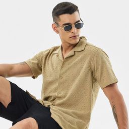 Snitch Men Textured Cuban Collar Casual Shirt-picture-26