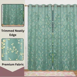 GEET CREATIONS Violet Set of 2 Floral Long Door Curtain image 4