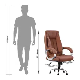 ib basics Ergonomica High Back Boss /Manager Leatherette Office Chair with Chrome Base (Brown, DIY) image 2