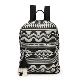 Anekaant Geomat Black & White Fret Jacquard Cotton Backpack image 4