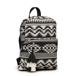 Anekaant Geomat Black & White Fret Jacquard Cotton Backpack image 5