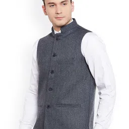 Wintage Men Blue Nehru Jacket image 4