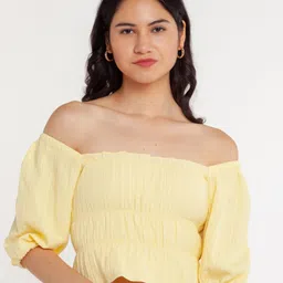 Zink London Yellow Off-Shoulder Bardot Top image 1