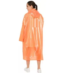 Unisex Waterproof Long/Full Raincoat Rain Poncho with Adjustable Hood and Reflector at Back for Night Visibility (Pack of 2) (Size: Universal,Color-Blue & Orange) image 4