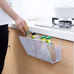 mosquick MosQuick® Multipurpose Bed side storage organiser, Dorm bed hanging basket, kitchen cabinet organizer, Bed side caddy & hanging organizer space saving alternate to side table for bedroom - White image 2